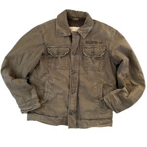 Y2K Vintage Hollister Military Style Sherpa Lined Mens Utility Jacket Sz L Heavy